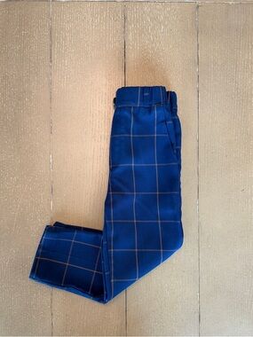 KYAIGUO Toddler Boys’ Slim Fit Navy Plaid Dress Pants/Blue Chinos • Size 4Y